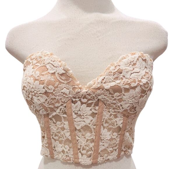 Bardot Womens Soft Peach Lace Bustier Size M - Picture 2 of 7